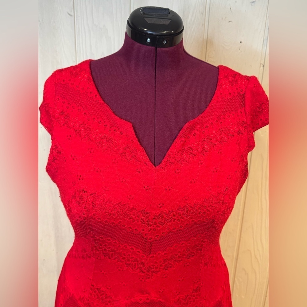 Rabbit Rabbit Rabbit Designs Red Lace Dress, Size 16 - Picture 2 of 10